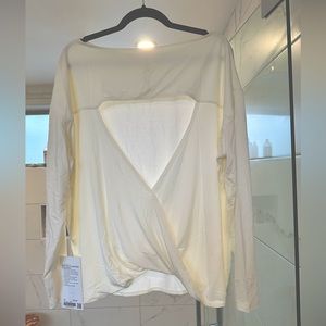 Lululemon NWT Modal-Blend Open-Back Long Sleeve Shirt, size 20, lemon sorbet